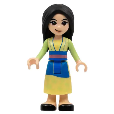Mulan - Yellowish Green and Bright Light Yellow Robe, Black Shoes, Lopsided Grin