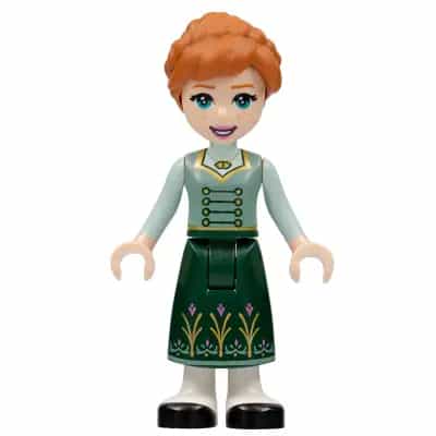 Anna - Dark Green Skirt with Flowers, Sand Green Vest, Light Aqua Sleeves