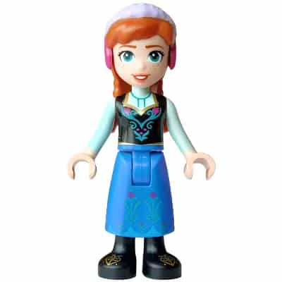 Anna - Blue Skirt, Black Boots and Black Top, Light Aqua Sleeves, Wide Smile, Coral Lips