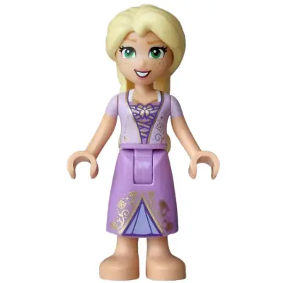 Rapunzel (Medium Tan) - Mini Doll, Lavender Top, Medium Lavender Dress, Bright Pink Flower, Gold Bow
