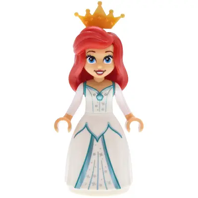 Ariel - Human, Medium Tan, White Dress, Pearl Gold Tiara