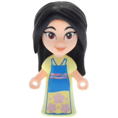 Mulan - Micro Doll, Yellowish Green Dress with Metallic Pink Flowers