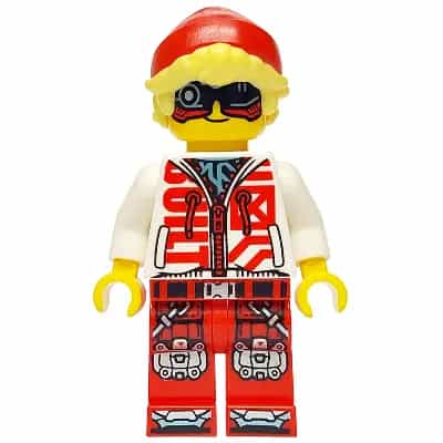 Cooper - Black Visor, White Hoodie, Red Legs