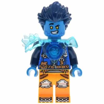 Logan - Trans-Light Blue Shoulder Armor, Bright Light Orange Legs and Dark Blue Round Tile