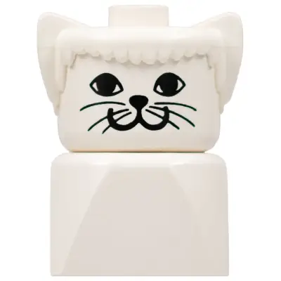 Duplo 2 x 2 x 2 Figure Brick Early, Cat on White Base, White Head