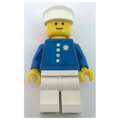 Coast Guard Captain - White Hat, Torso Sticker with 4 Buttons and Badge