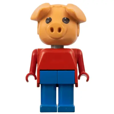 Fabuland Pig - Peter Pig, Blue Legs, Red Top
