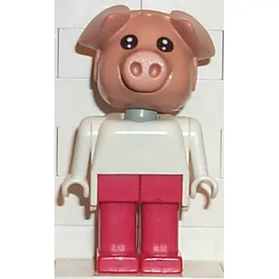 Fabuland Pig - Peter Pig (Cook), Red Legs, White Top