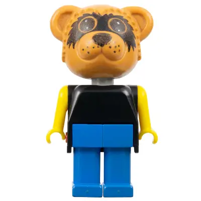 Fabuland Bear - Ricky Raccoon, Blue Legs, Black Top, Yellow Arms, Large Eyes Mask