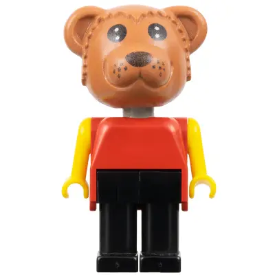 Fabuland Bear - Bruno Bear, Black Legs, Red Top, Yellow Arms