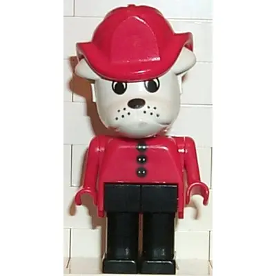 Fabuland Bulldog - Fireman, White Head, Red Fire Helmet and Top with Buttons