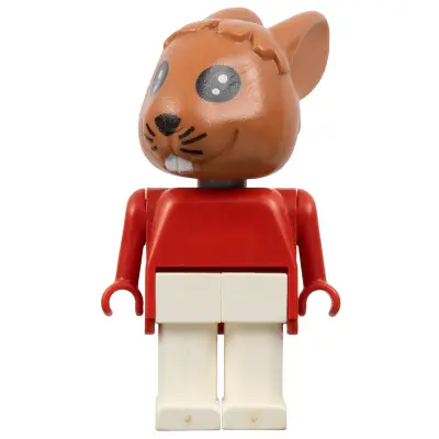 Fabuland Rabbit - Robby Rabbit, Brown Head, White Legs, Red Top and Arms