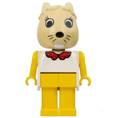 Fabuland Rabbit - Bonnie Bunny, Tan Head, Yellow Legs and Arms, White Top with Red Collar