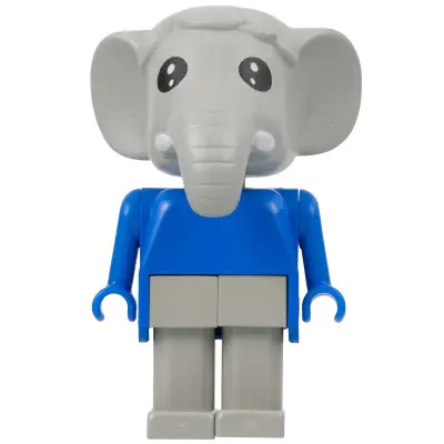 Fabuland Elephant - Ernie Elephant, Light Gray Legs, Blue Top and Arms