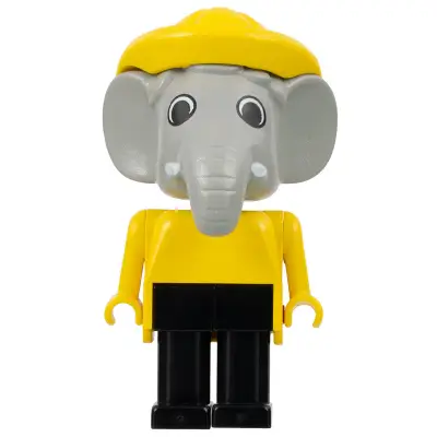 Fabuland Elephant - Edward Elephant, Black Legs, Yellow Raincoat and Hat, White Eyes