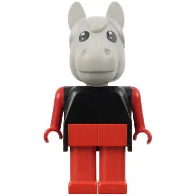 Fabuland Horse - Harry Horse, Light Gray Head, Red Legs, Black Top