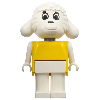 Fabuland Lamb - Lucy Lamb (Nurse), Yellow Top, White Eyes, Eyelashes Up