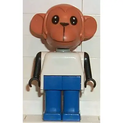 Fabuland Monkey - Mike Monkey, Brown Head, Blue Legs, White Top, Black Arms