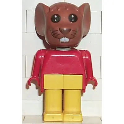 Fabuland Mouse - Maximillian Mouse (Max), Brown Head, Yellow Legs, Red Top