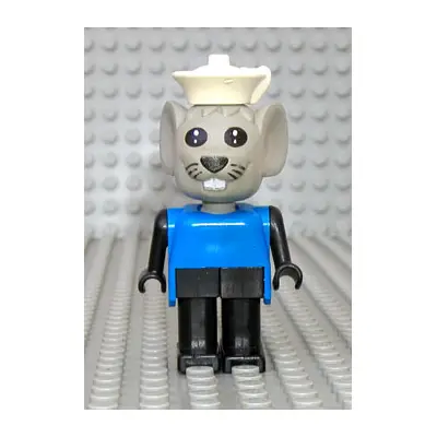 Fabuland Mouse - Mortimer Mouse (Morty), Light Gray Head, Blue Top, White Sailor Hat