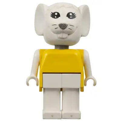 Fabuland Mouse - Marjorie Mouse, White Head and Legs, Yellow Top