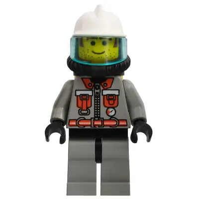 Fire - City Center 5, Light Gray Legs with Black Hips, White Fire Helmet, Air Tanks