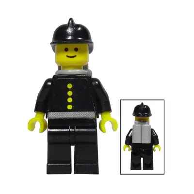 Fire - Torso Sticker with 4 Buttons, Black Fire Helmet, Light Gray Air Tanks