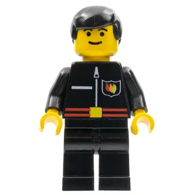 Fire - Flame Badge and Straight Line, Black Legs, Black Male Hair