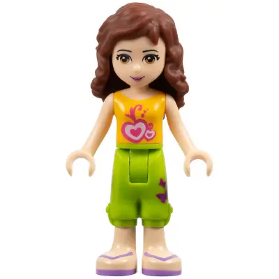 Friends Olivia (Light Nougat) - Lime Cropped Trousers, Orange Top