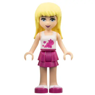 Friends Stephanie - Magenta Layered Skirt, White Halter Top with Circles and Stars