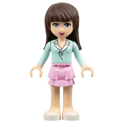 Friends Sophie - Bright Pink Layered Skirt, Light Aqua Long Sleeve Blouse Top