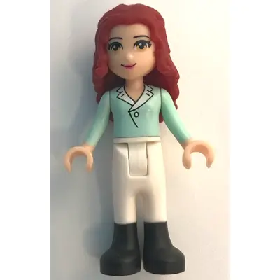 Friends Theresa - White Riding Pants, Light Aqua Long Sleeve Top with Collar