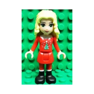 Friends Christina - Red Skirt and Leggings, Red Long Sleeve Christmas Top