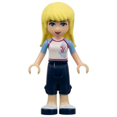 Friends Stephanie - Dark Blue Cropped Trousers, White Soccer Jersey