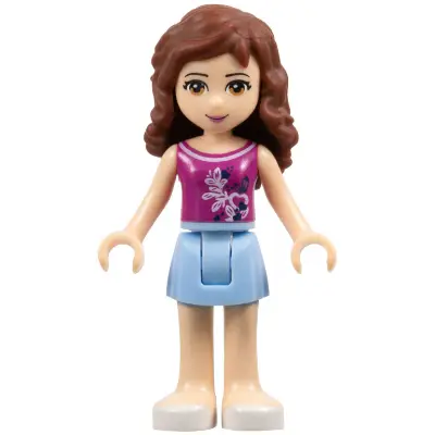 Friends Olivia (Light Nougat) - Bright Light Blue Skirt, Magenta Top