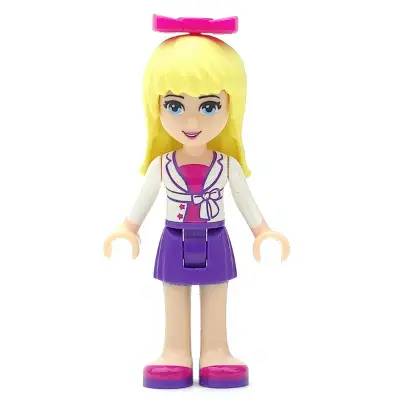 Friends Stephanie - Dark Purple Skirt, Magenta Top with White Jacket, Magenta Bow