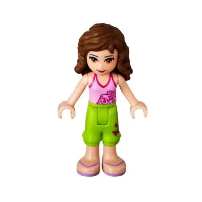 Friends Olivia (Light Nougat) - Lime Cropped Trousers, Bright Pink Top