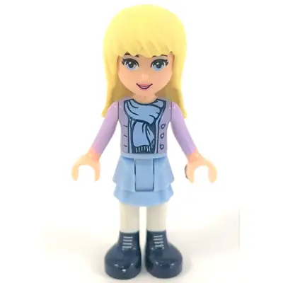 Friends Stephanie - Bright Light Blue Layered Skirt, Medium Lavender Jacket, Scarf