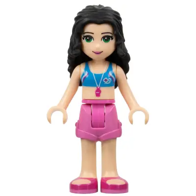Friends Emma - Dark Pink Shorts, Bikini Top With Whistle, Bow