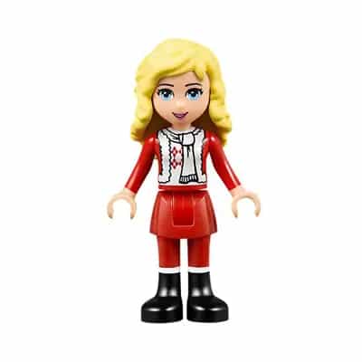Friends Ewa - Red Skirt and Black Boots, Red and White Holiday Top with Scarf