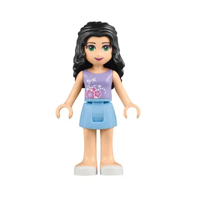 Friends Emma - Bright Light Blue Skirt, Lavender Top with Flowers