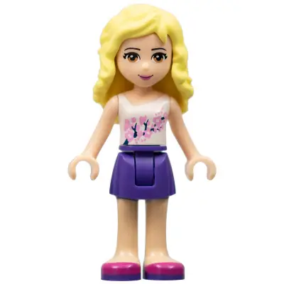 Friends Naya - Dark Purple Skirt, White Top with Pink Flowers