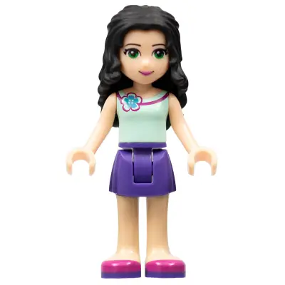 Friends Emma - Dark Purple Skirt, Light Aqua Top with Flower at Neck