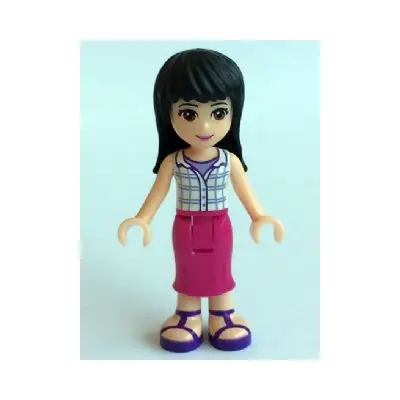 Friends Maya - Magenta Mid Length Skirt, White Plaid Button Shirt