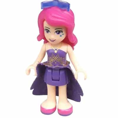 Friends Livi - Dark Purple Skirt, Dark Purple Top with Gold Stars Pattern, Dark Purple Cloth Skirt with Gold Stars, Sunglasses