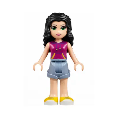 Friends Emma - Sand Blue Shorts, Magenta Top with Yellow and Dark Purple Stripes