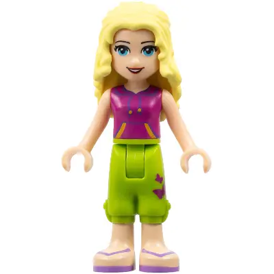 Friends Liza - Lime Cropped Trousers, Magenta Top