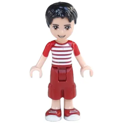 Friends Nate - Dark Red Cropped Trousers Large Pockets, Red and White Striped Shirt