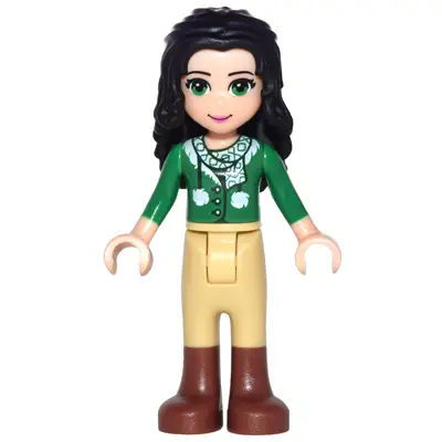 Friends Emma - Tan Riding Pants, Green Sweater with Scarf