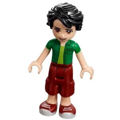 Friends Oliver - Dark Red Cropped Trousers Large Pockets, Green Shirt